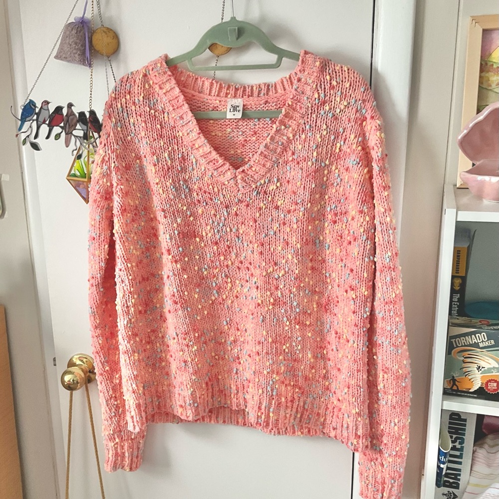 Sew In Love Confetti Sweater Cupcakes for Dinner Knit Boutique V Neck Sweater